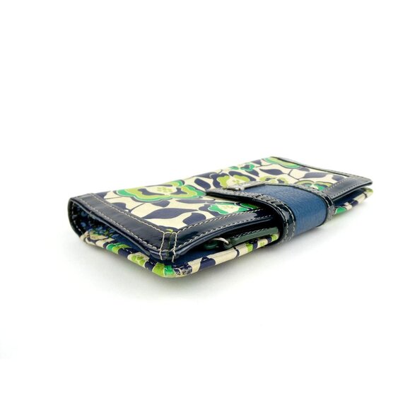 Fossil Womens Navy Green Floral Print Snap Bifold Wallet - Picture 4 of 14